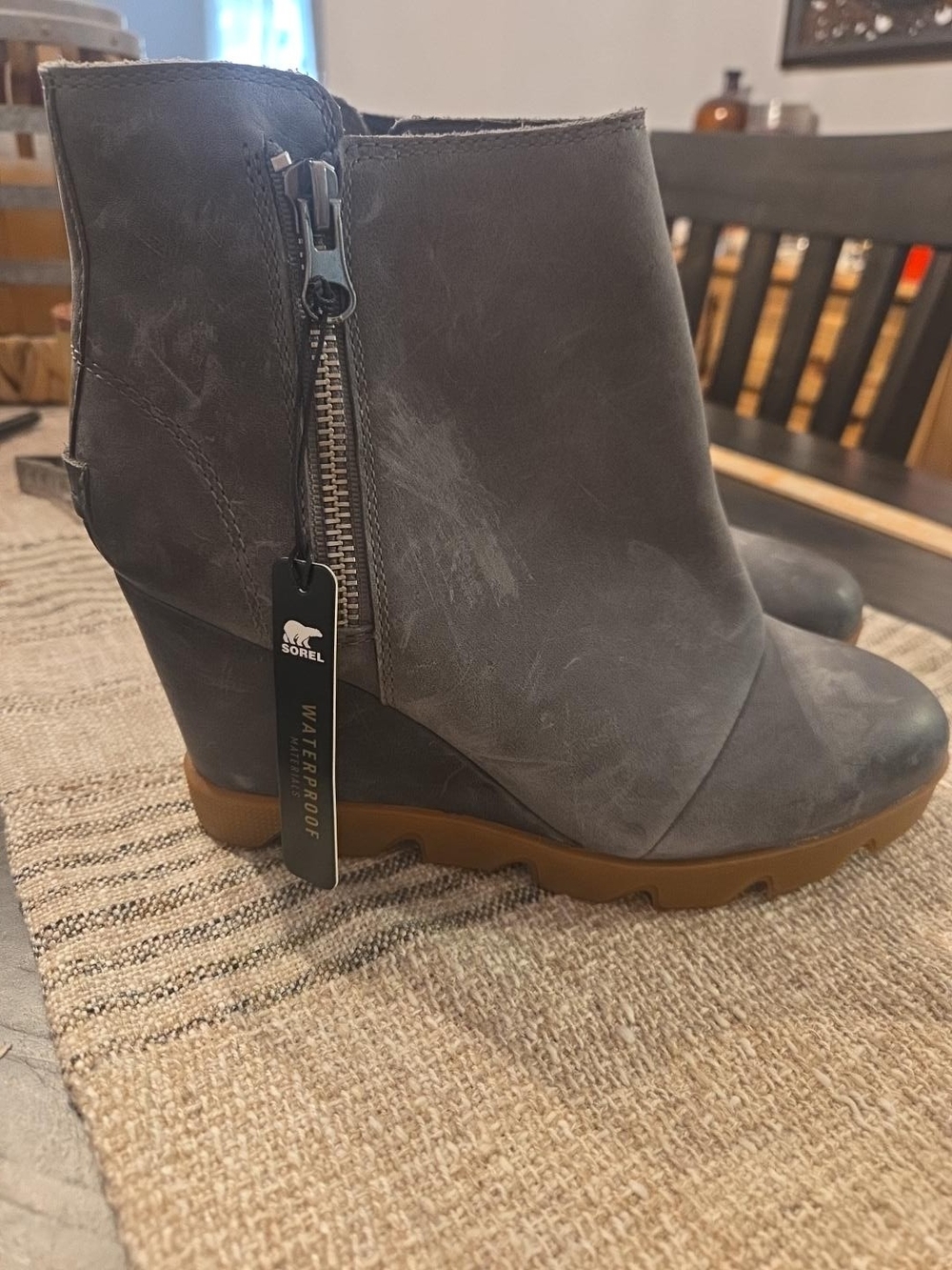 Sorel Gray Waterproof Wedge Ankle Booties